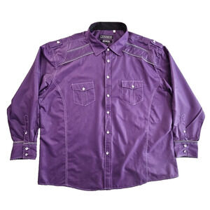 Lamasini Button Long Sleeve Shirt Men's 3 XL Purple Zippers Streetwear NWOT